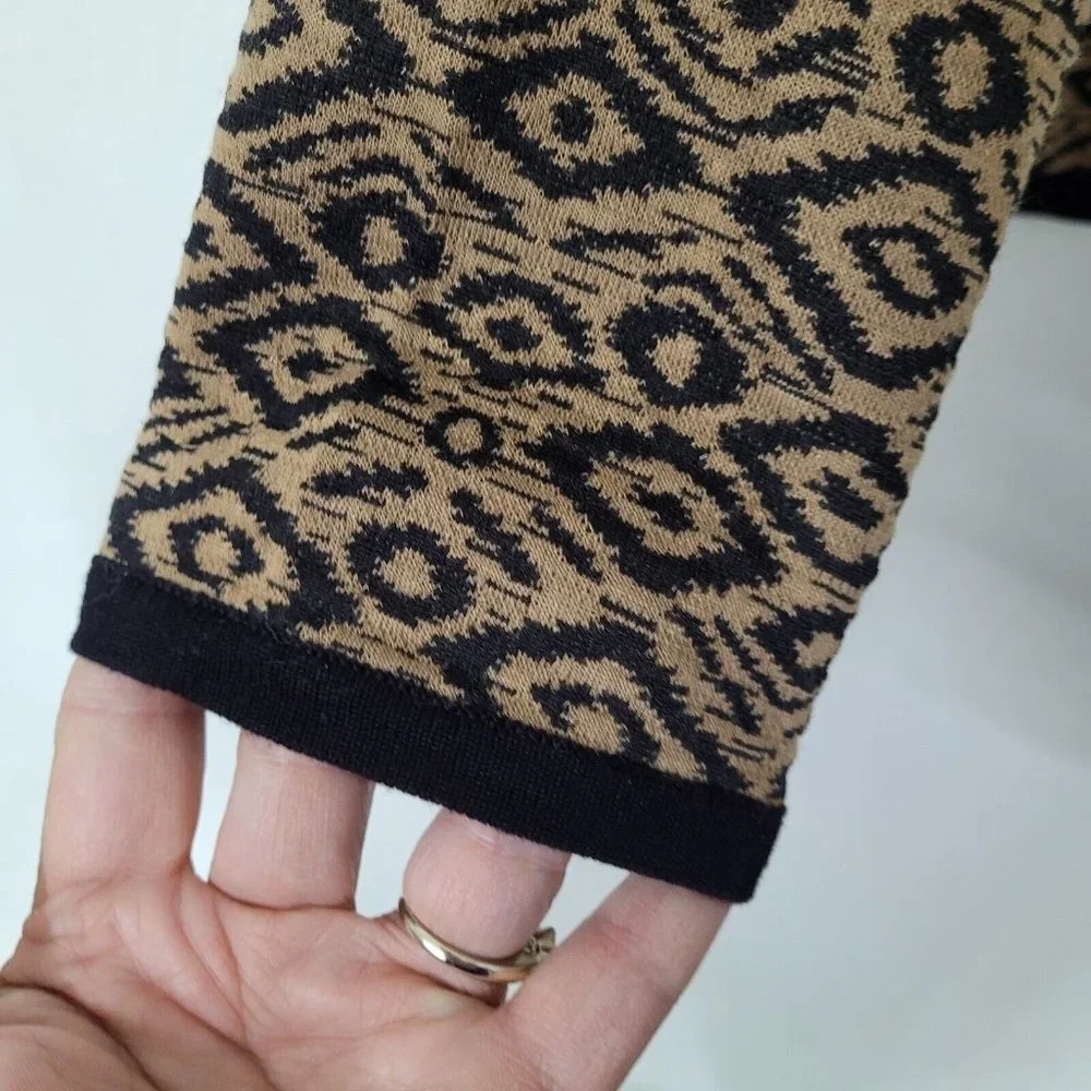 Colour Works‎ Sweater Womens M Snap Closure Long Sleeve Diamond Print Cardigan